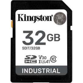 Karta pamięci Kingston SD 32GB Industrial SDIT/32GB - 100|80MB|s, Class 10, UHS-I, U3, V30, A1, Czarna